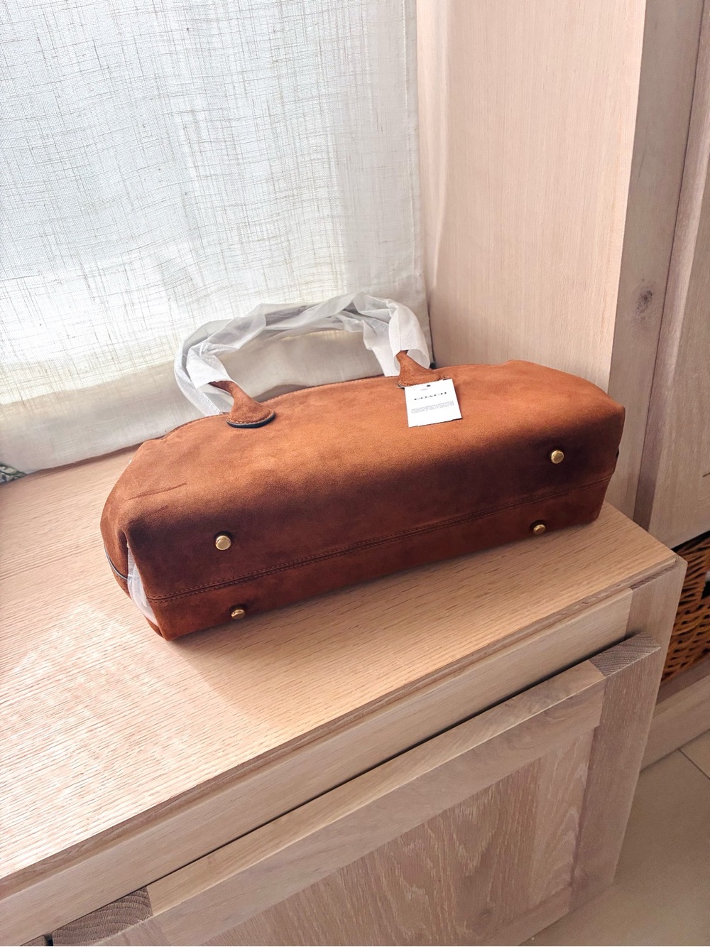 NWTšCoach Empire Suede Carryall Shoulder Bag 34 Warm Brown CBN41 Fall Vintage - Picture 3 of 11